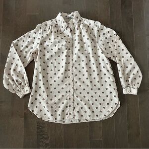 Vintage Evan Picone 70's Retro Floral Chocolate Brown Puff Sleeve Button Fall 14
